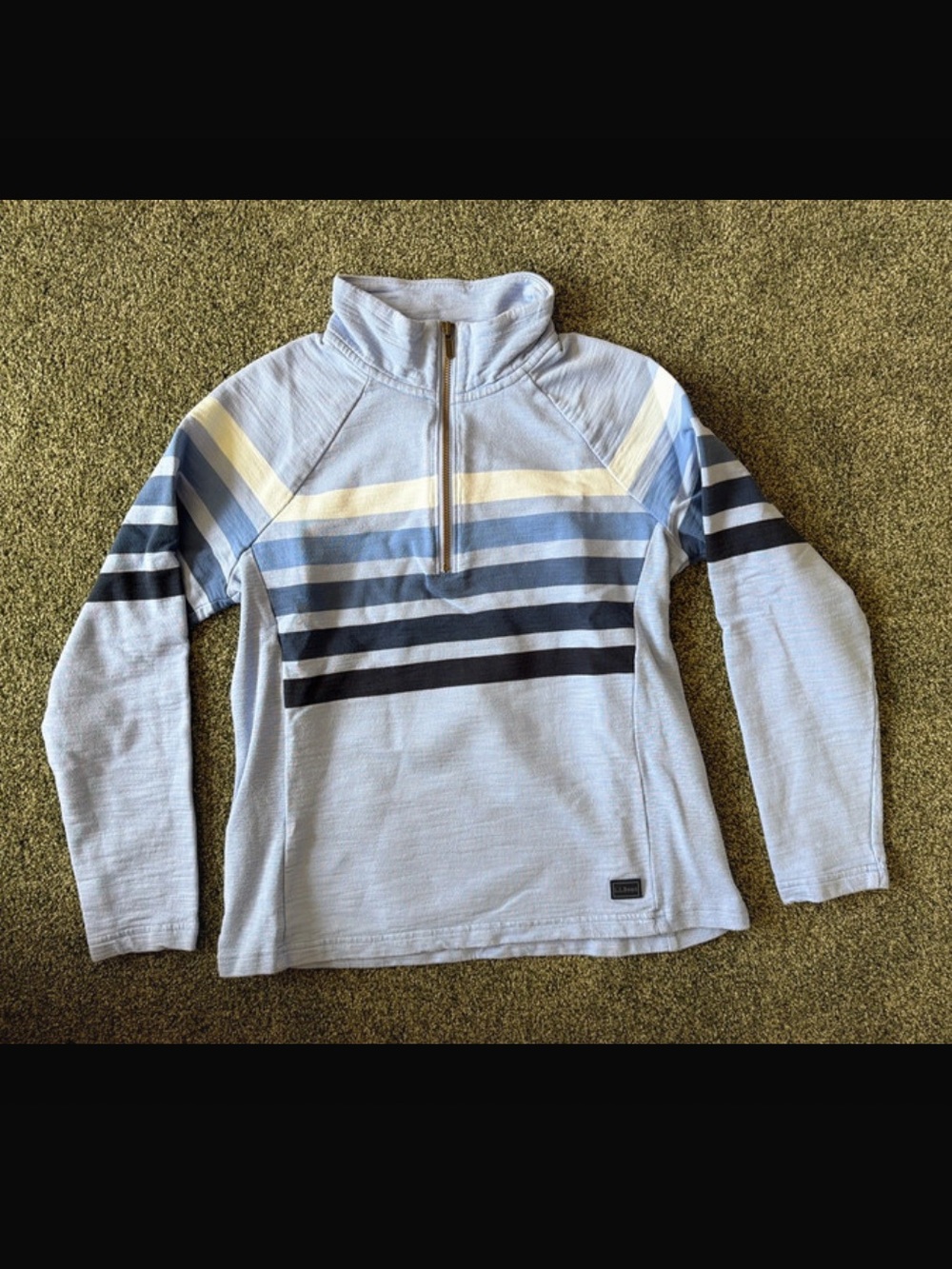 L.L. Bean Light Blue Striped Half-Zip Pullover